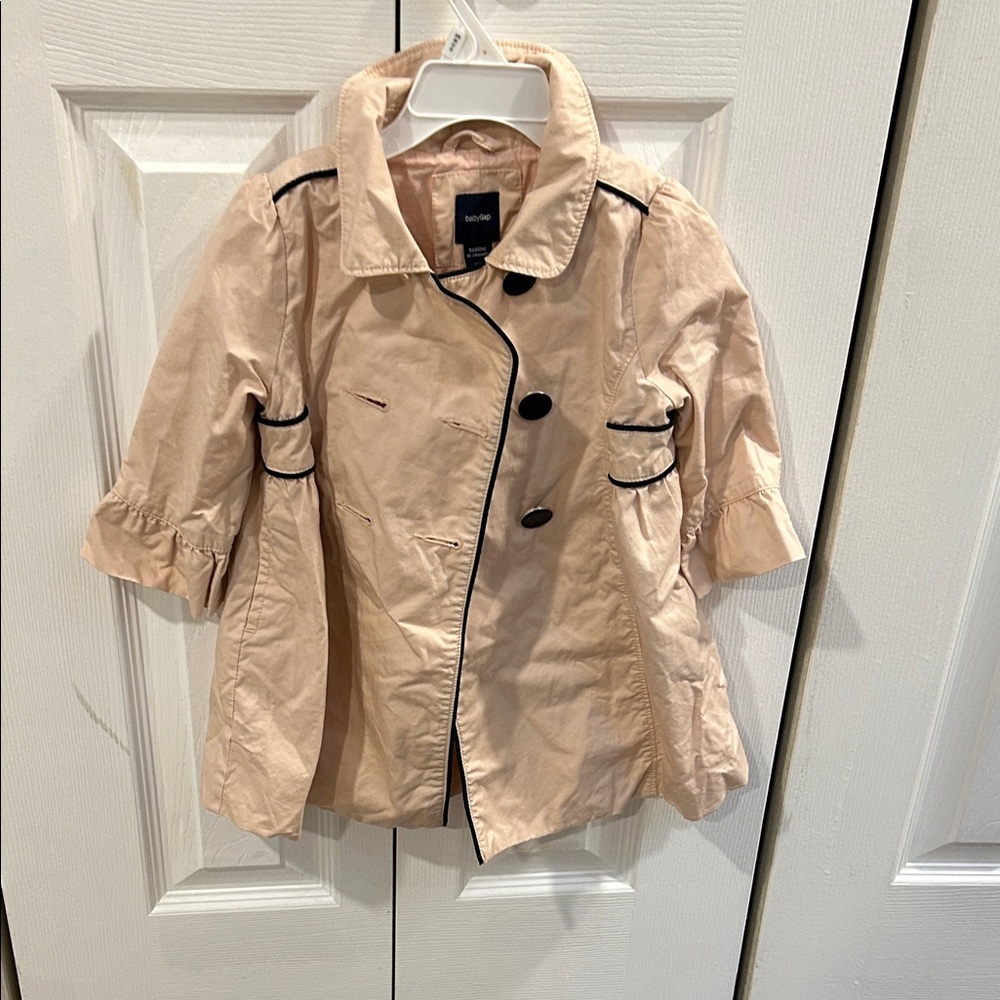 GAP Pink Raincoat with Black Accents